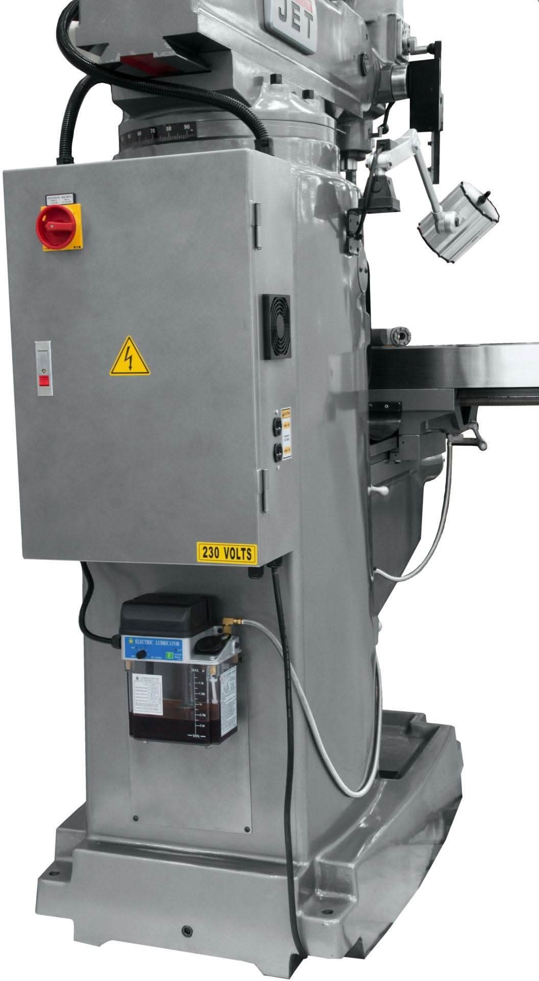 Jet Tools 690643 JTM-1050EVS2/230 Mill With 3-Axis Newall DP700 DRO (Knee) With X, Y and Z-Axis Powerfeeds