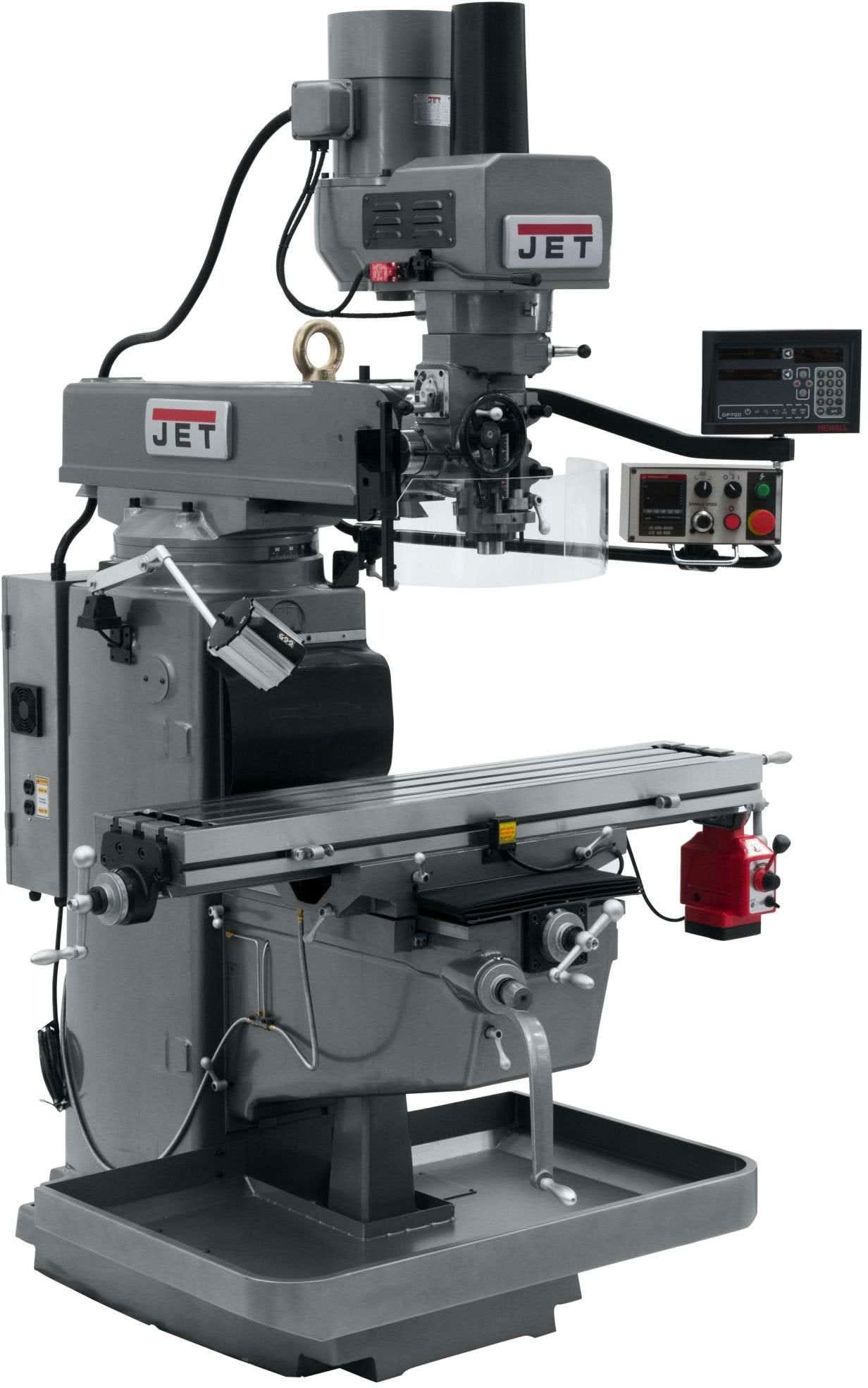 Jet Tools 690645 JTM-1050EVS2/230 Mill With 3-Axis Newall DP700 DRO (Quill) With X-Axis Powerfeed and Air Powered Dra