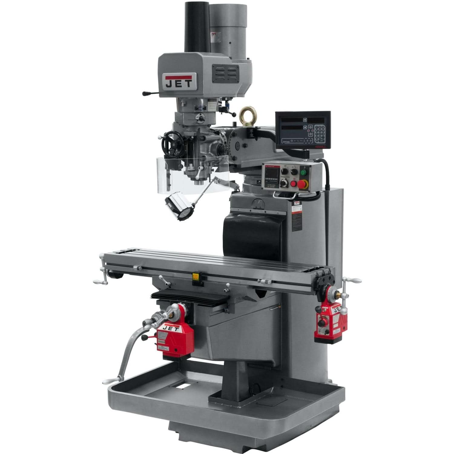 Jet Tools 690647 JTM-1050EVS2/230 Mill With 3-Axis Newall DP700 DRO (Quill) With X and Y-Axis Powerfeeds
