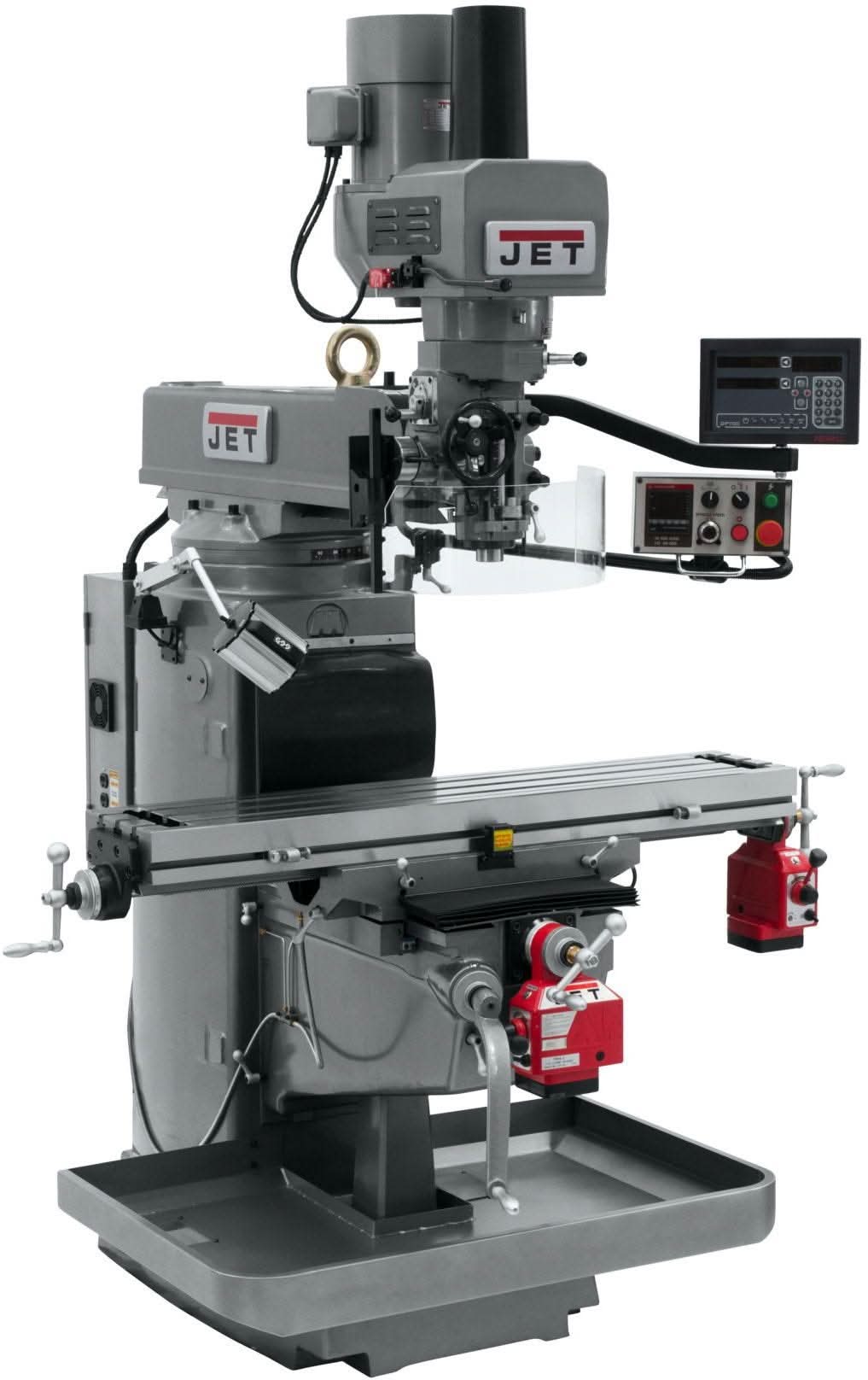 Jet Tools 690647 JTM-1050EVS2/230 Mill With 3-Axis Newall DP700 DRO (Quill) With X and Y-Axis Powerfeeds