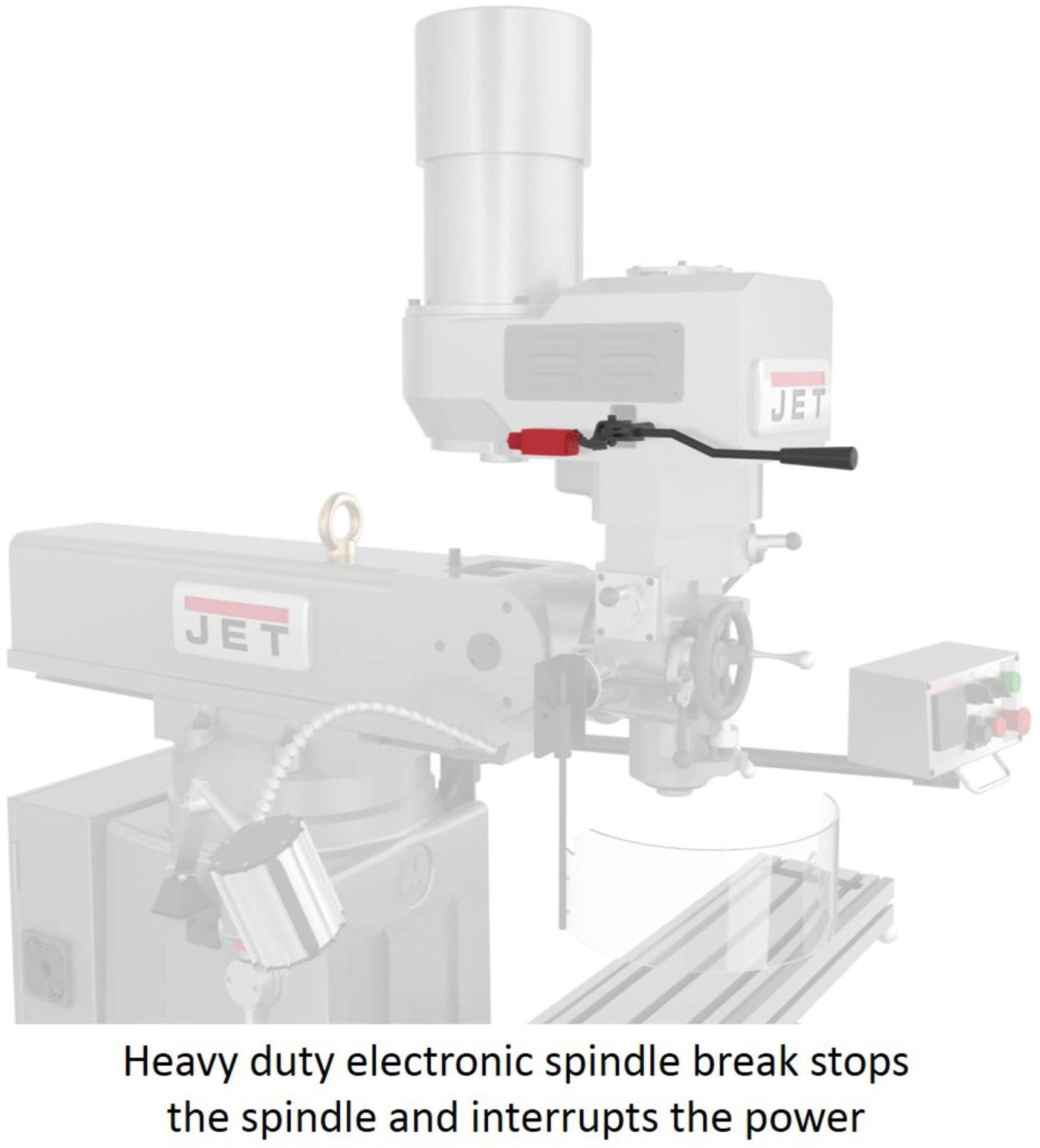 Jet Tools 690680 JTM-1050EVS2/230 Mill With 3-Axis Acu-Rite 300S DRO (Knee) With X, Y and Z-Axis Powerfeeds