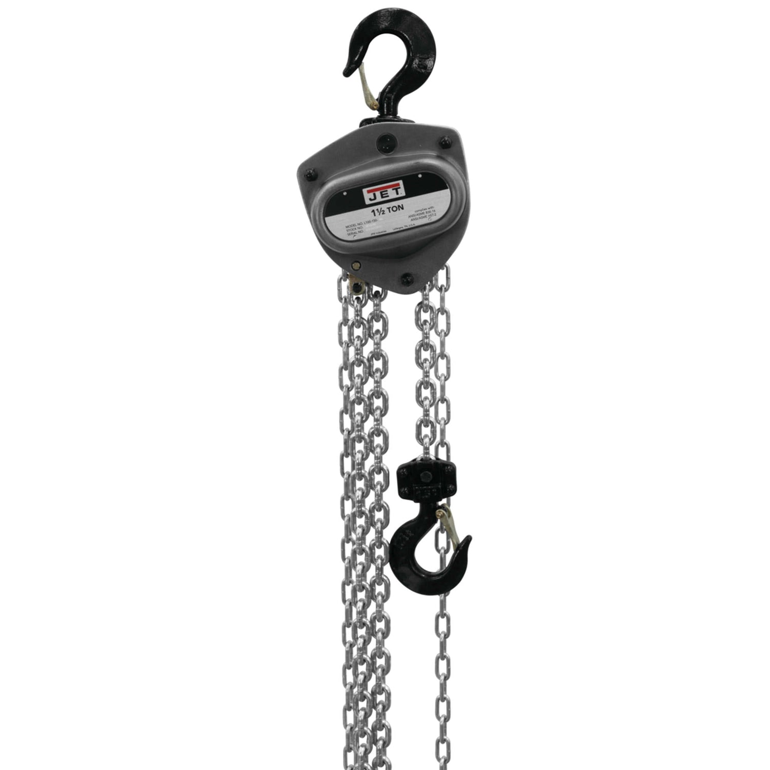 Jet 201130 L-100-150WO-30 1-1/2 Ton Hand Chain Hoist With 30-Foot Lift & Overload Protection