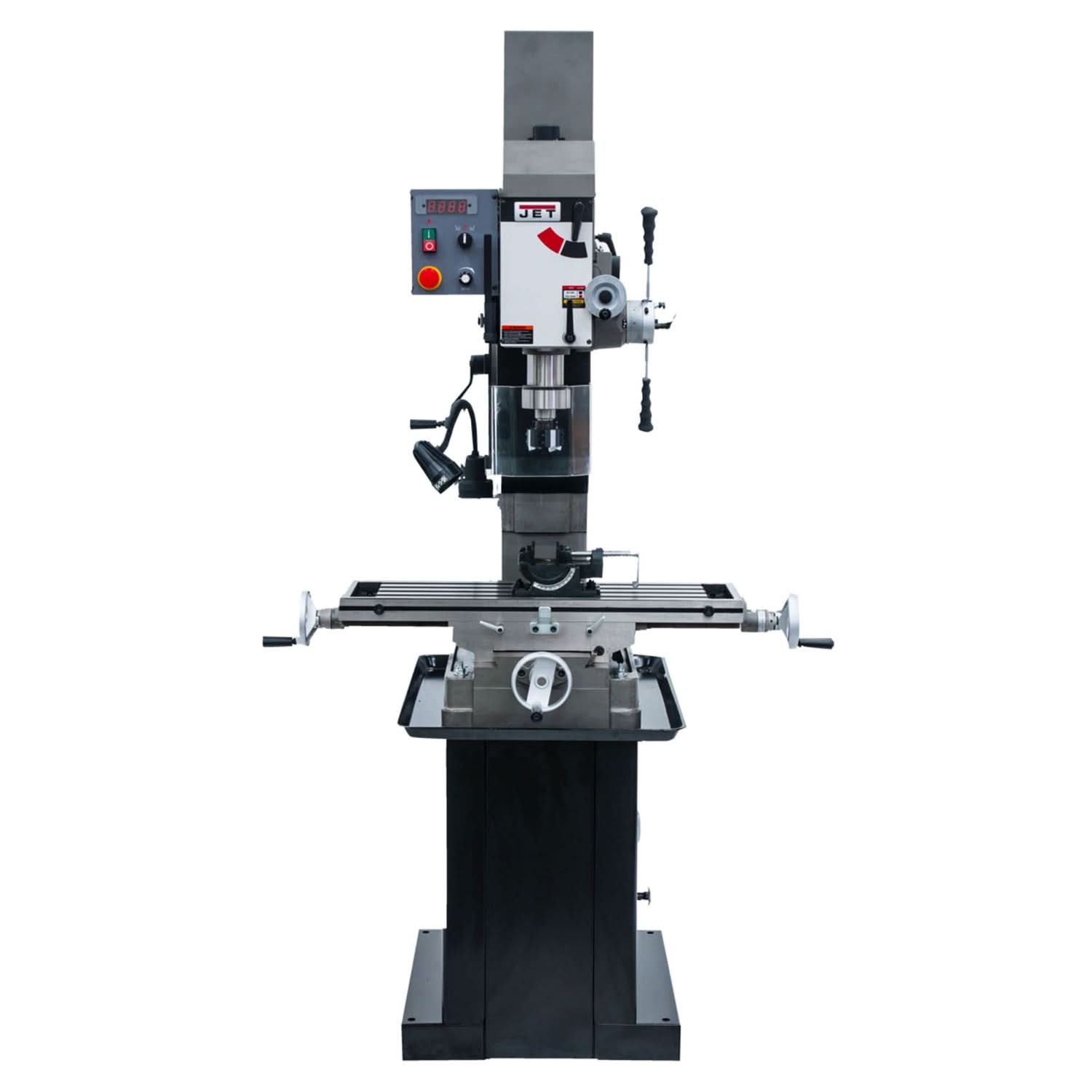 Jet 351163 JMD-45VSPF Variable Speed Square Column Geared Head Mill/Drill with Newall DP500 2-Axis DRO & X-Axis Powerfeed
