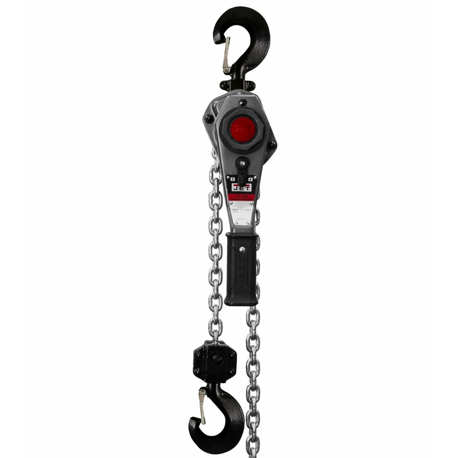 Jet 376802 JLH Series 1-1/2 Ton Lever Hoist 15-Foot Lift with Overload Protection & Shipyard Hooks