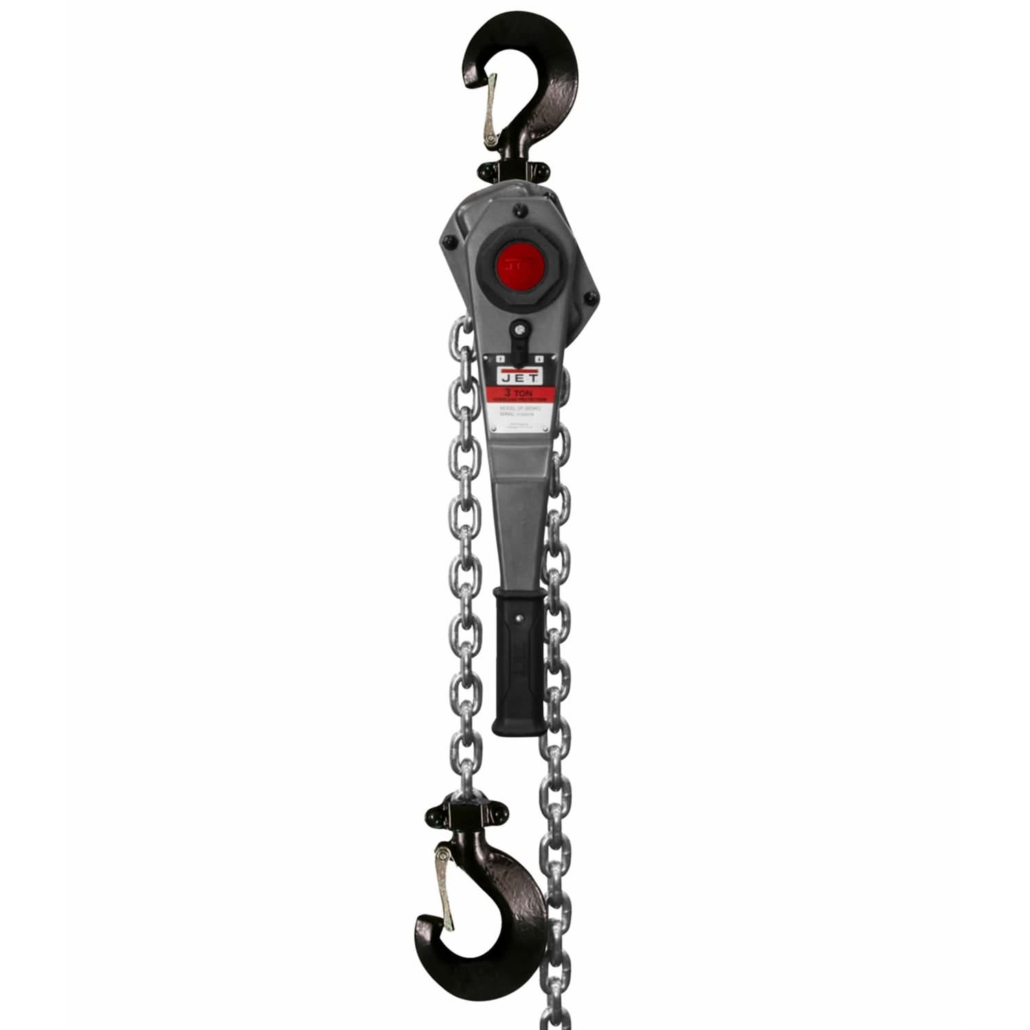 Jet 376902 JLH Series 3 Ton Lever Hoist 15-Foot Lift with Overload Protection & Shipyard Hooks