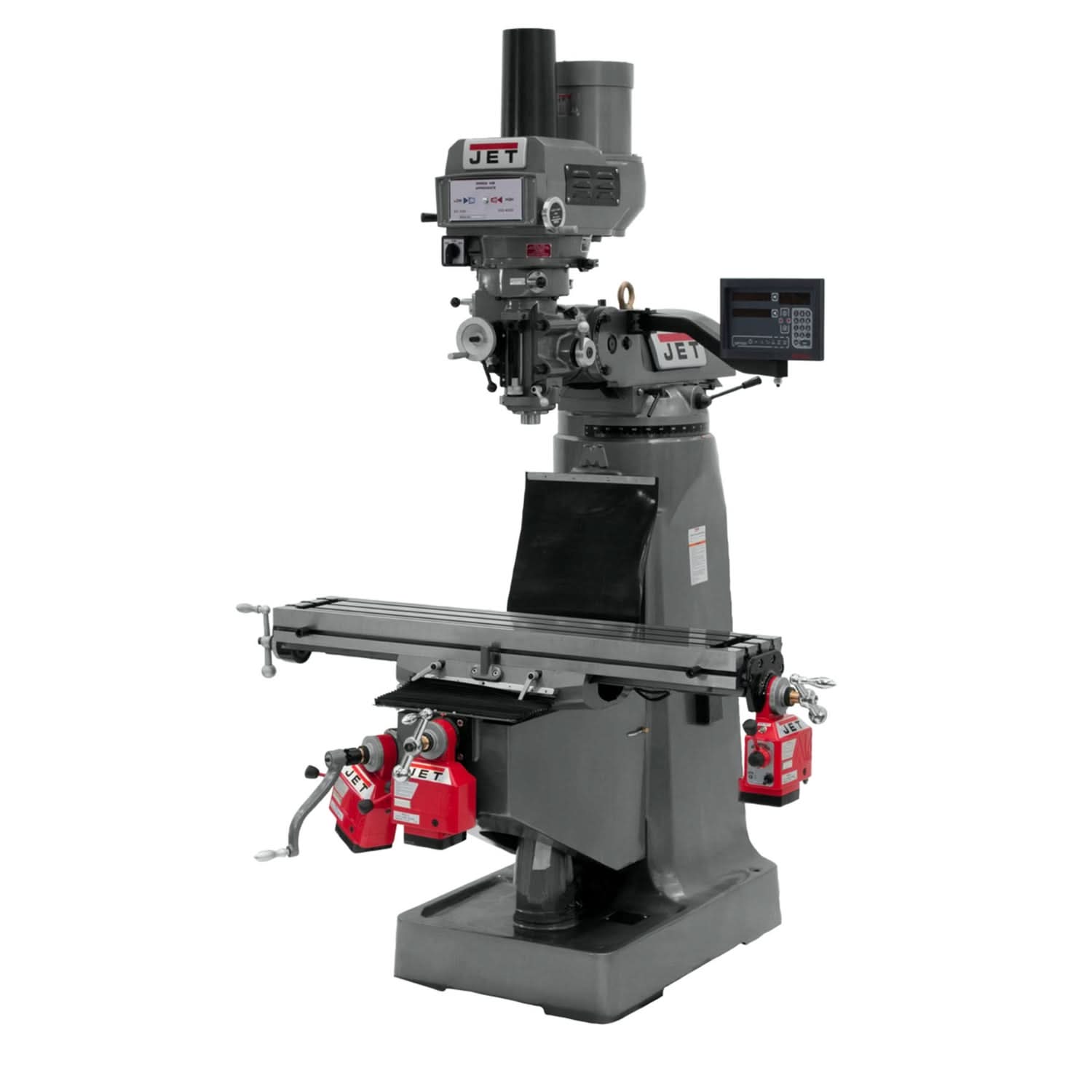 Jet 691171 JTM-4VS-1 Mill With 3-Axis Newall DP700 DRO (Quill) With X Y and Z-Axis Powerfeeds and Power Draw Bar