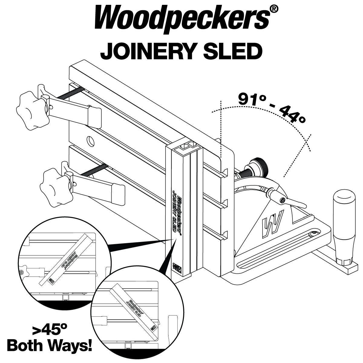 Woodpeckers JSLED Table Saw Joinery Sled w/Rack-It