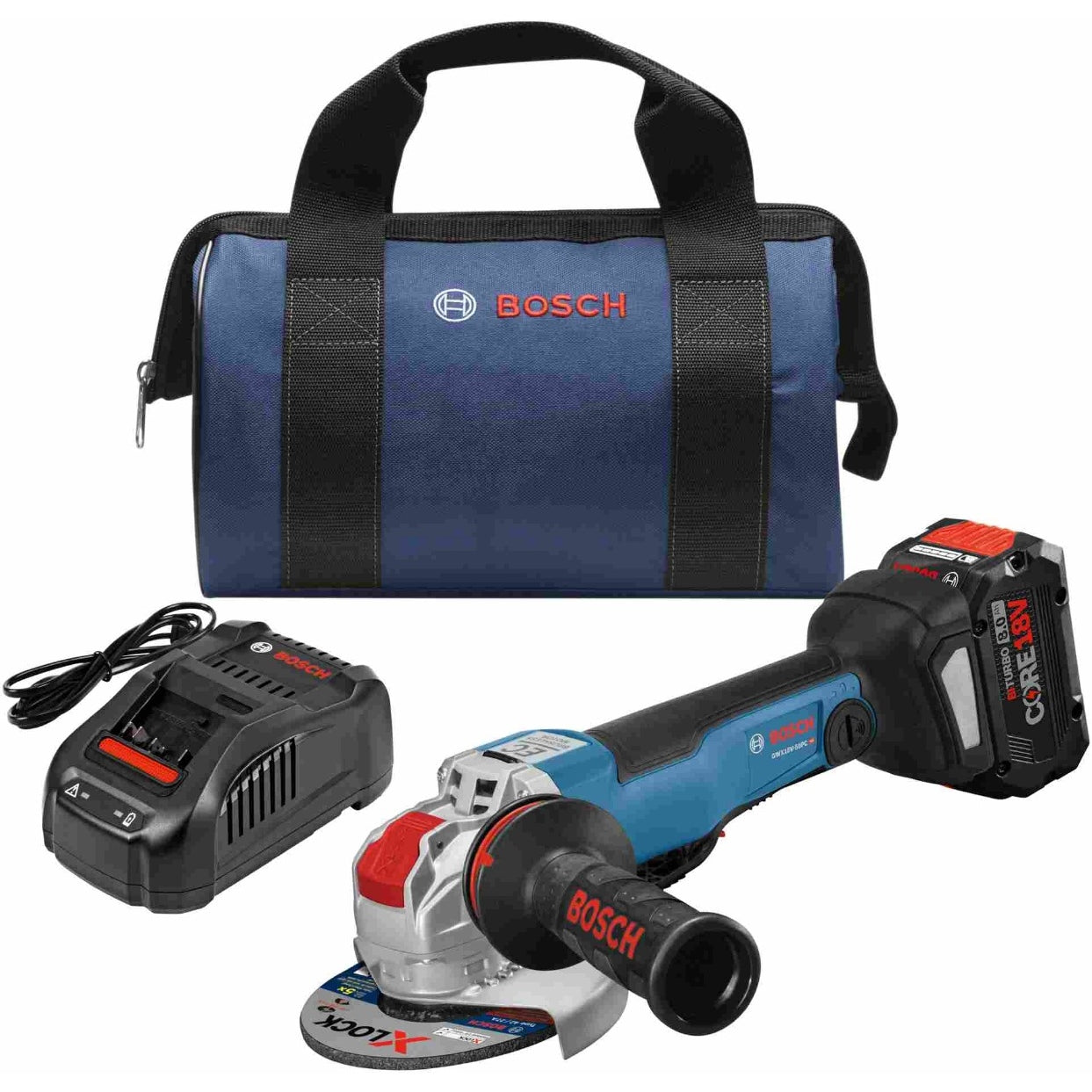 Bosch GWX18V-50PCB14 4-1/2"-5" 18V Cordless Brushless X-Lock Grinder 8.0Ah Kit