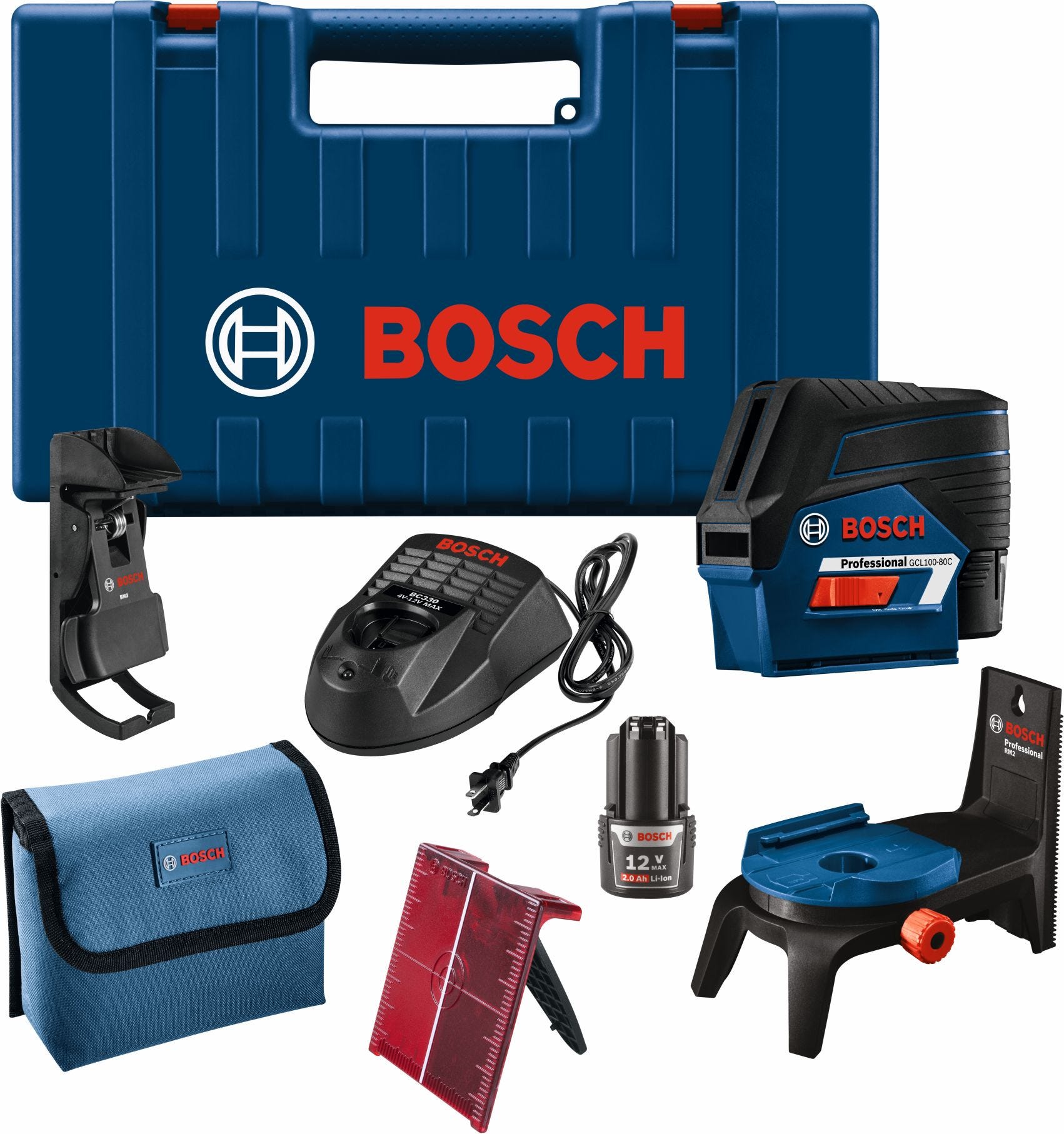 Bosch GCL100-80C 12V Max Connected Cross-Line Laser with Plumb Points
