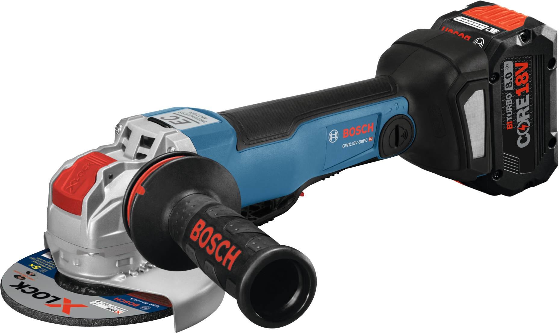 Bosch GWX18V-50PCB14 4-1/2"-5" 18V Cordless Brushless X-Lock Grinder 8.0Ah Kit