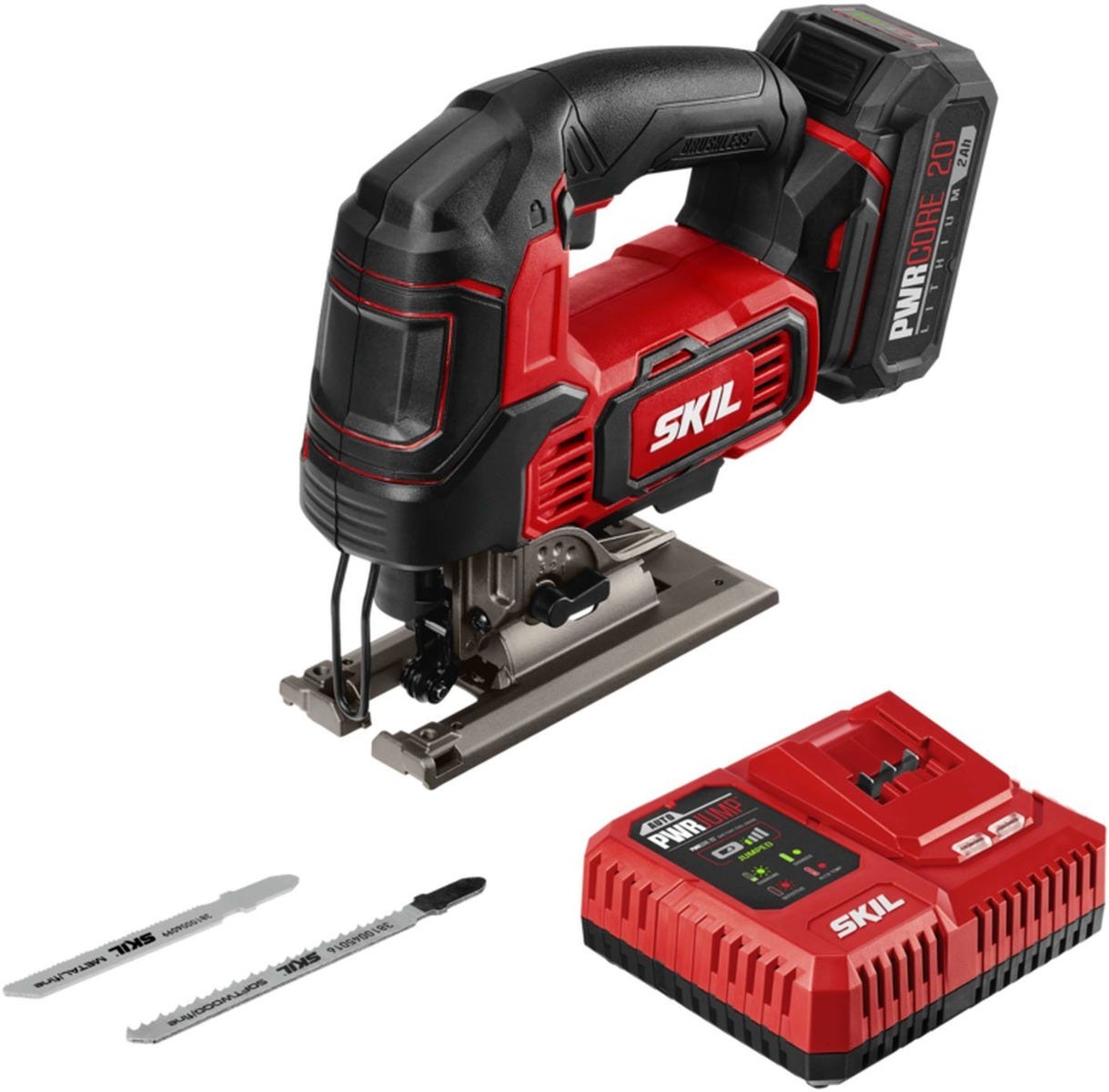 SKIL JS820202 PWRCore 20 Brushless 20V Jigsaw Kit with Battery and PWR JUMP Charger