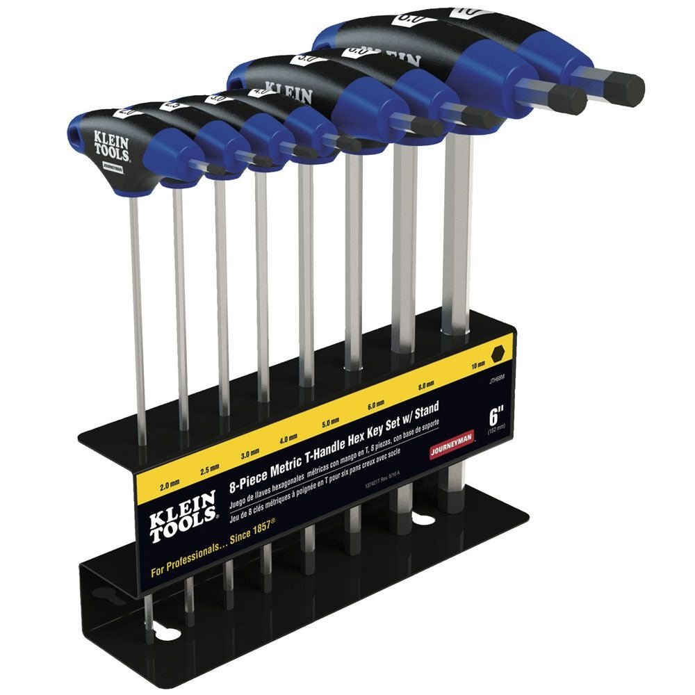 Klein Tools JTH98M Hex Key Set, Metric, Journeyman T-Handle, 9-Inch with Stand, 8-Piece