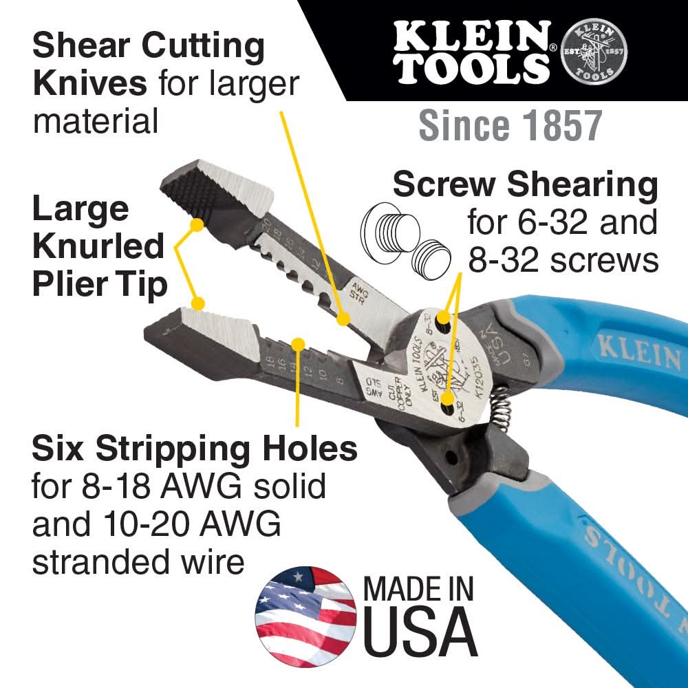 Klein Tools K12035 Klein-Kurve Heavy-Duty 8-20AWG Wire Stripper