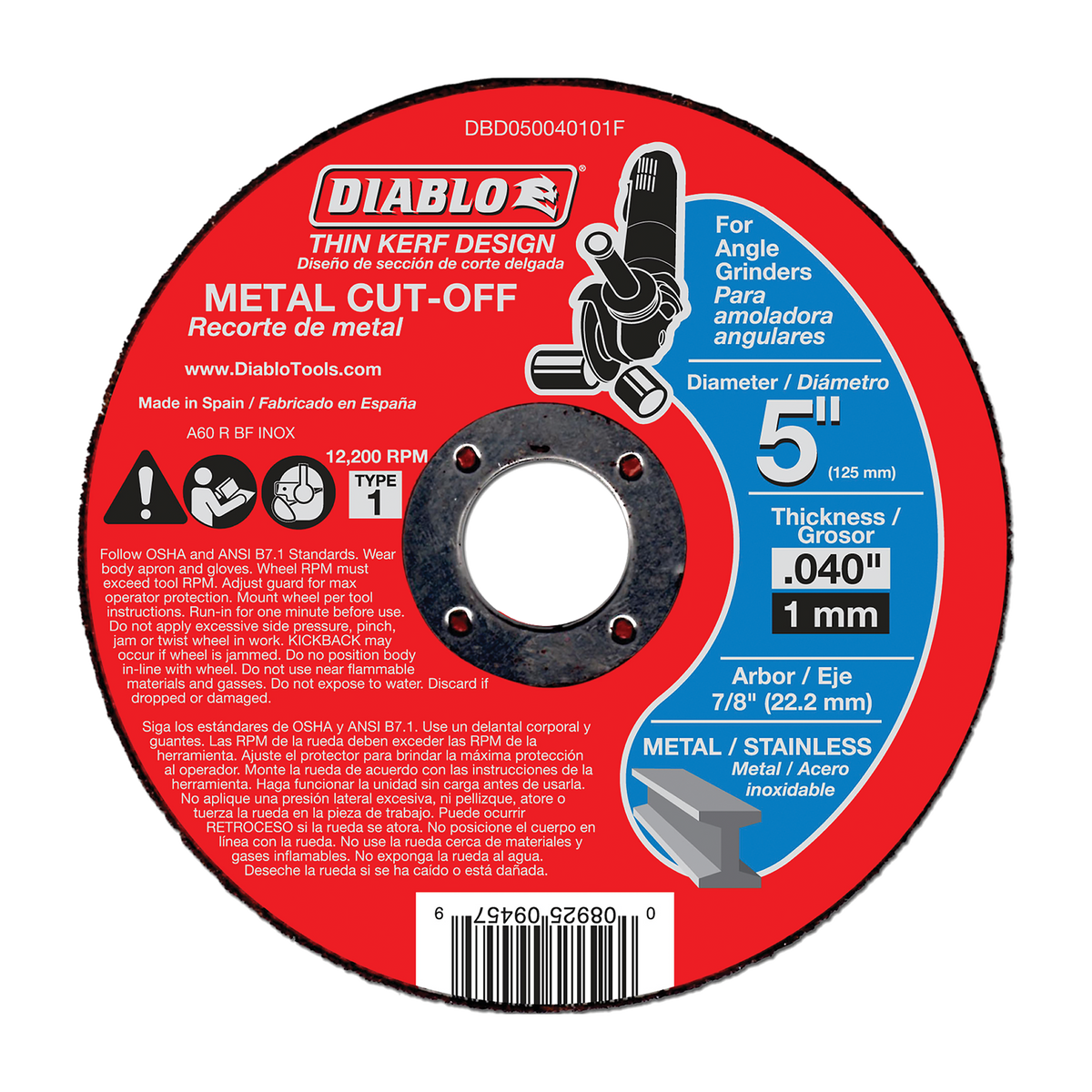 Diablo DBD050040110F 5-in. Thin Kerf Metal Cut-Off Discs, 10-Piece