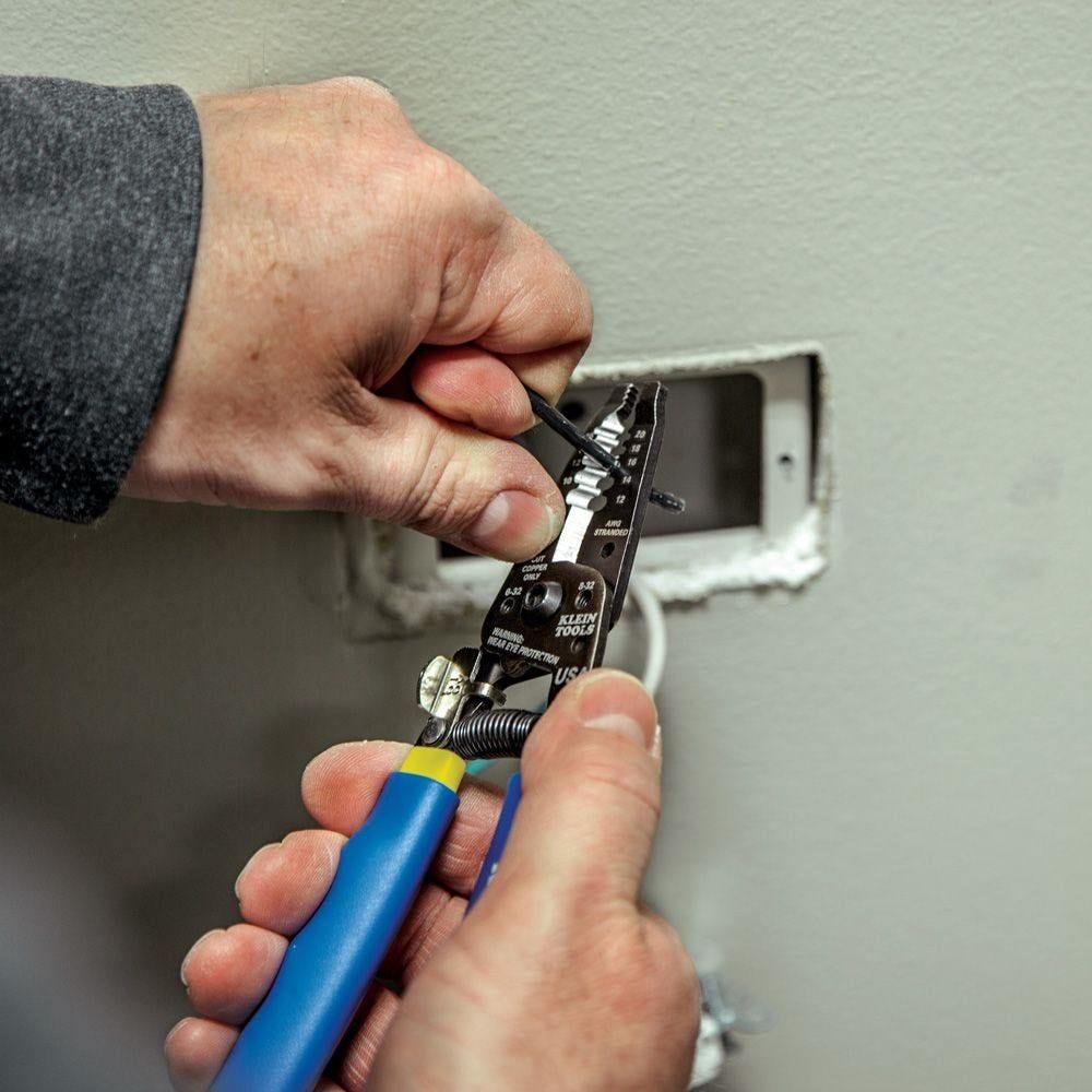 Klein Tools Ratcheting Data Cable Crimper with Compression Crimper, Coax Cable Stripper, and Wire Strippers
