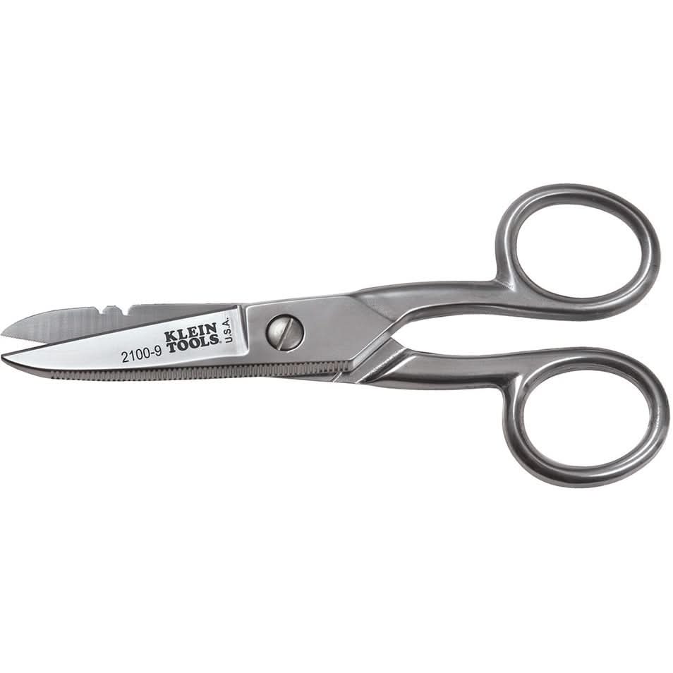 Klein 2100-9 Stainless Steel Electricians Scissors  Stripping Notches