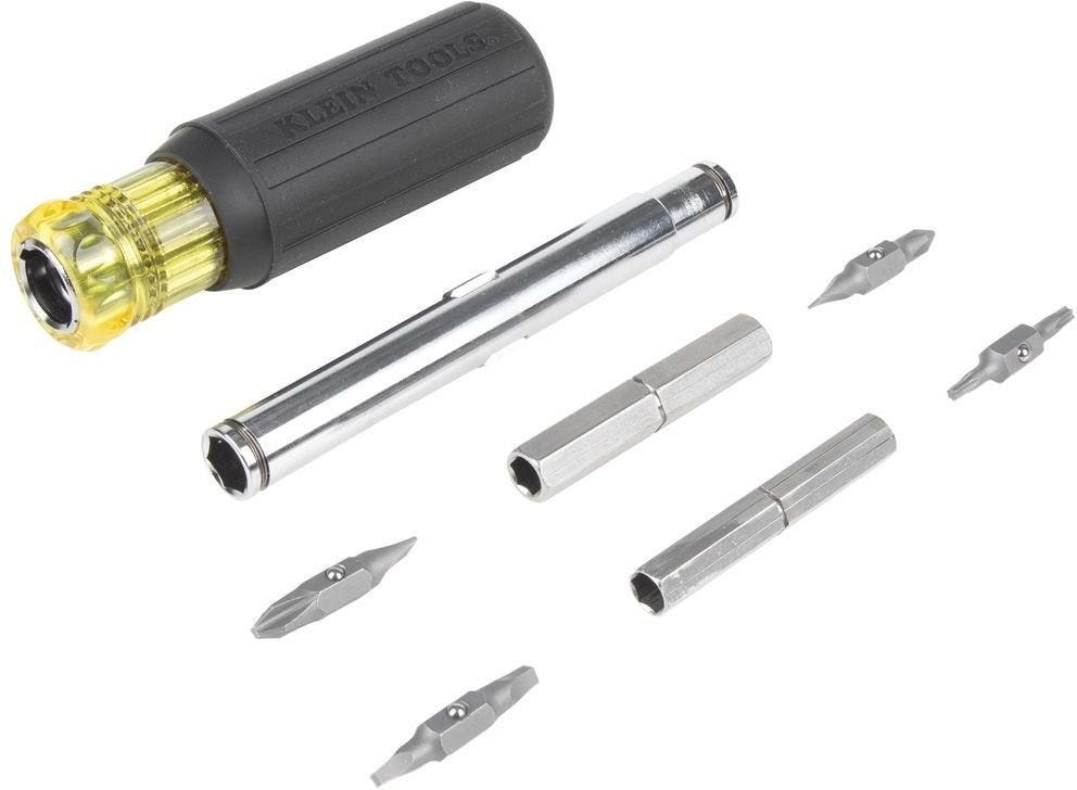 Klein 32500 Multi-Bit Screwdriver / Nut Driver, 11-in-1, Ph, Sl, Sq, Torx Bits