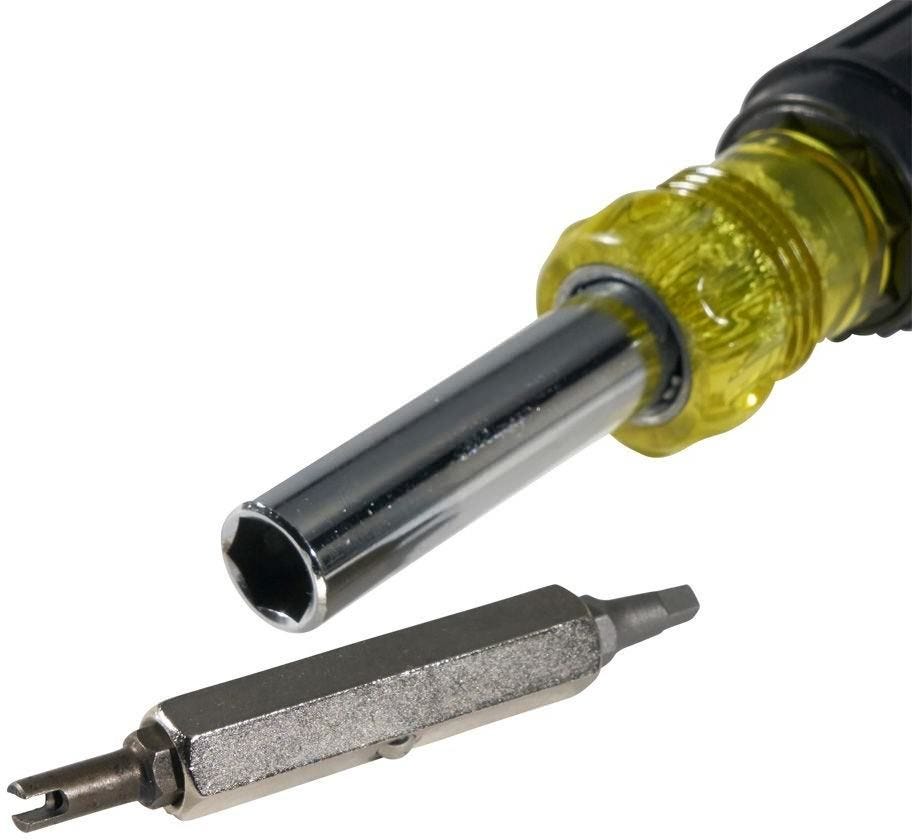 Klein 32527 Multi-Bit Screwdriver / Nut Driver, 11-in-1, Ph, Sl, Sq, Schrader Bits