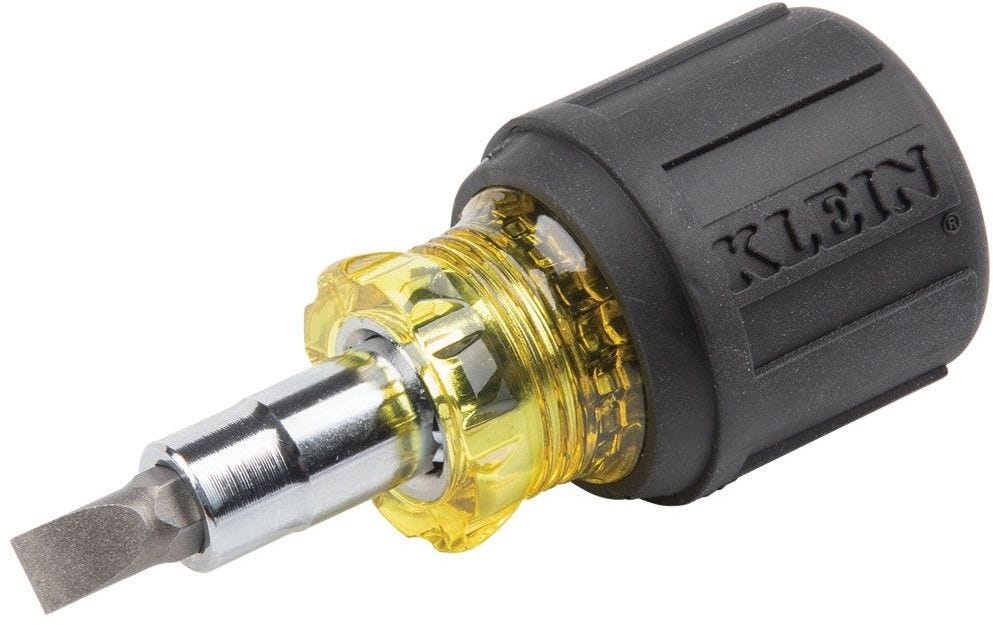 Klein 32561 Multi-Bit Screwdriver / Nut Driver, 6-in-1, Stubby, Ph, Sl Bits