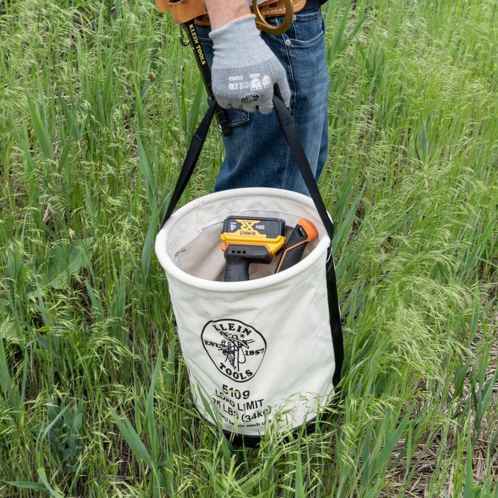 Klein 5109 Canvas Bucket, Wide-Opening, Straight-Wall, Molded Bottom, 12-Inch