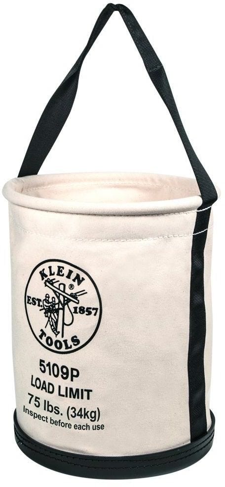 Klein 5109 Canvas Bucket, Wide-Opening, Straight-Wall, Molded Bottom, 12-Inch