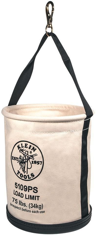 Klein 5109 Canvas Bucket, Wide-Opening, Straight-Wall, Molded Bottom, 12-Inch