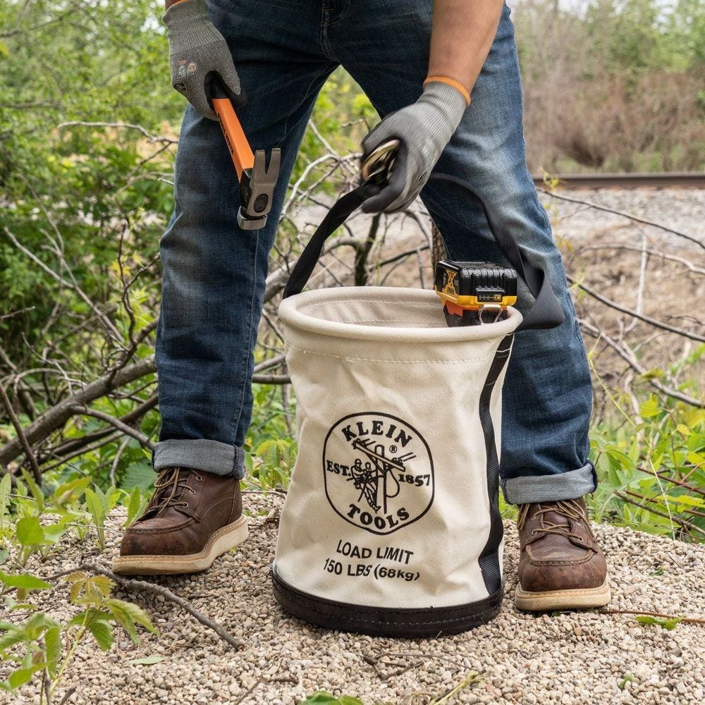 Klein 5109 Canvas Bucket, Wide-Opening, Straight-Wall, Molded Bottom, 12-Inch