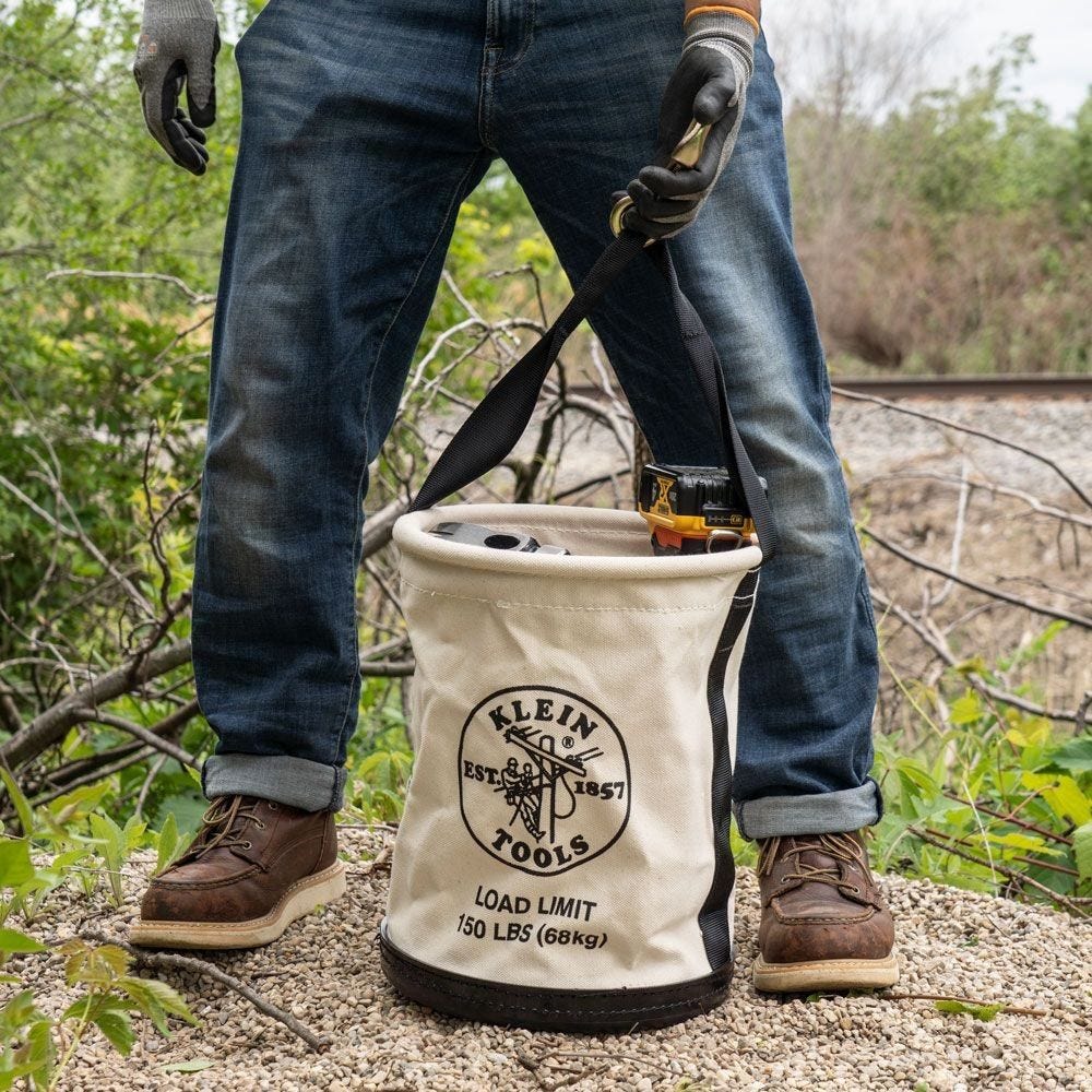 Klein 5109 Canvas Bucket, Wide-Opening, Straight-Wall, Molded Bottom, 12-Inch