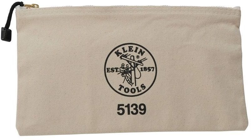 Klein 5139 Zipper Bag, Canvas Tool Pouch 12.5 x 7 x 4.25-Inch