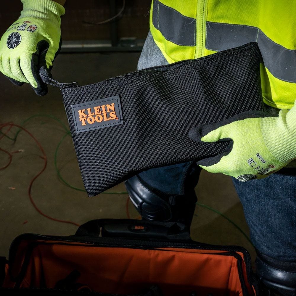 Klein 5139 Zipper Bag, Canvas Tool Pouch 12.5 x 7 x 4.25-Inch