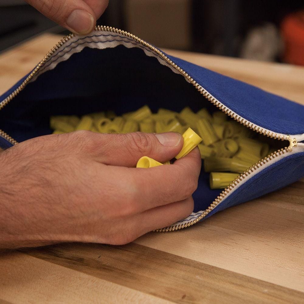 Klein 5140 Zipper Bags, Canvas Tool Pouches Olive/Orange/Blue/Yellow, 4-Pack