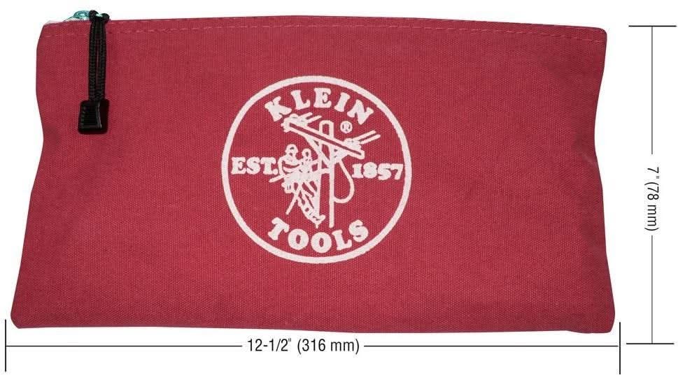 Klein 5141 Zipper Bags, Canvas Tool Pouches Brown/Black/Gray/Red, 4-Pack