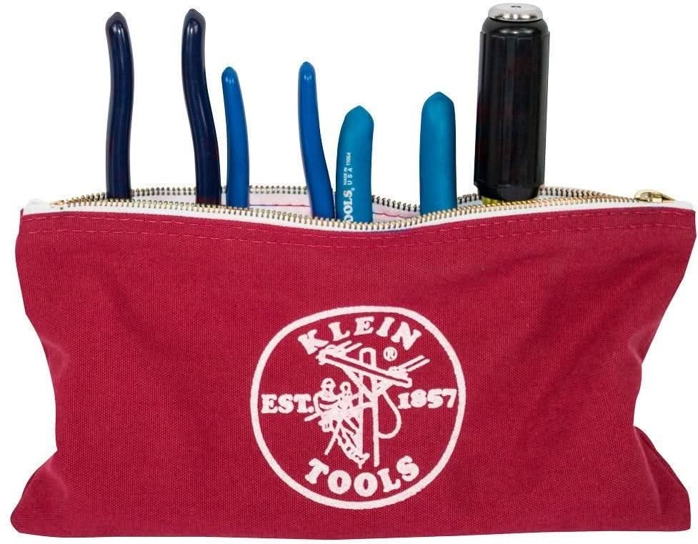 Klein 5141 Zipper Bags, Canvas Tool Pouches Brown/Black/Gray/Red, 4-Pack