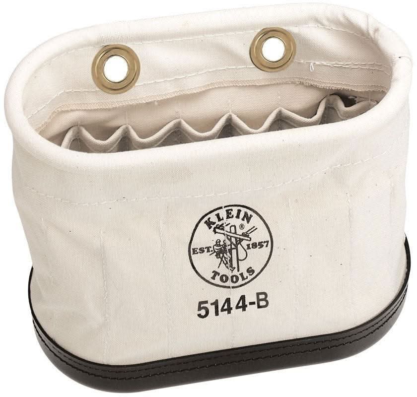 Klein 5144 Canvas Bucket, 15-Pocket Aerial Oval Bucket with Hooks