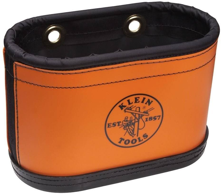 Klein 5144 Canvas Bucket, 15-Pocket Aerial Oval Bucket with Hooks
