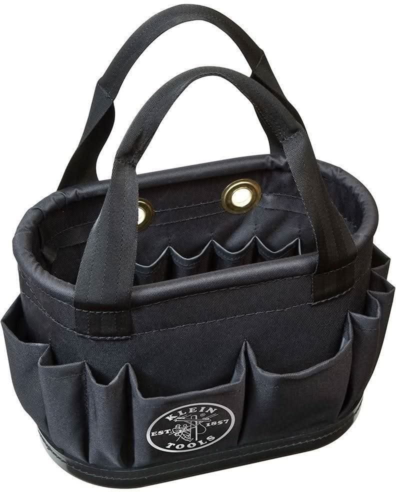 Klein 5144BHB Hard-Body Bucket, 14 Pocket Oval Bucket with Kickstand
