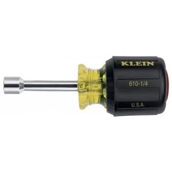 Klein 610-1/4 1/4" Cushion-Grip Stubby Nut Driver - 1-1/2"-Shank