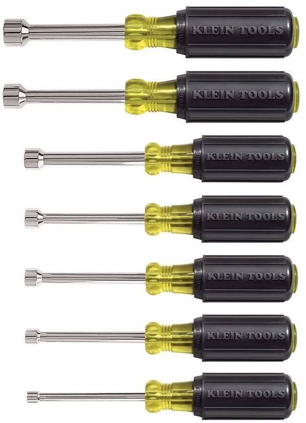 Klein 631 Nut Driver Set, 3-Inch Shafts, Cushion Grip, 7-Piece