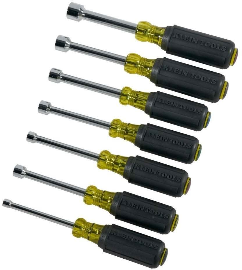 Klein 631 Nut Driver Set, 3-Inch Shafts, Cushion Grip, 7-Piece