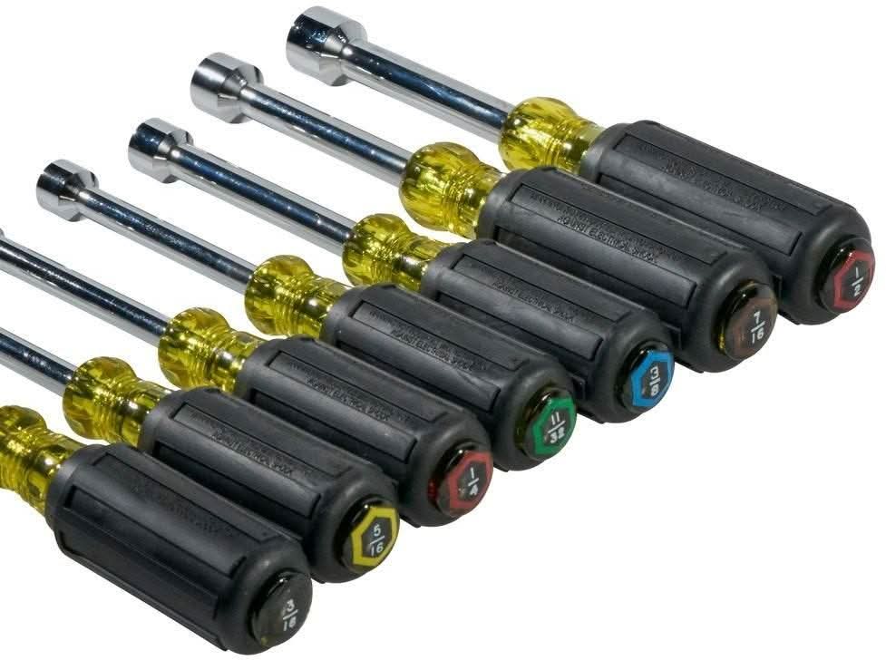 Klein 631 Nut Driver Set, 3-Inch Shafts, Cushion Grip, 7-Piece