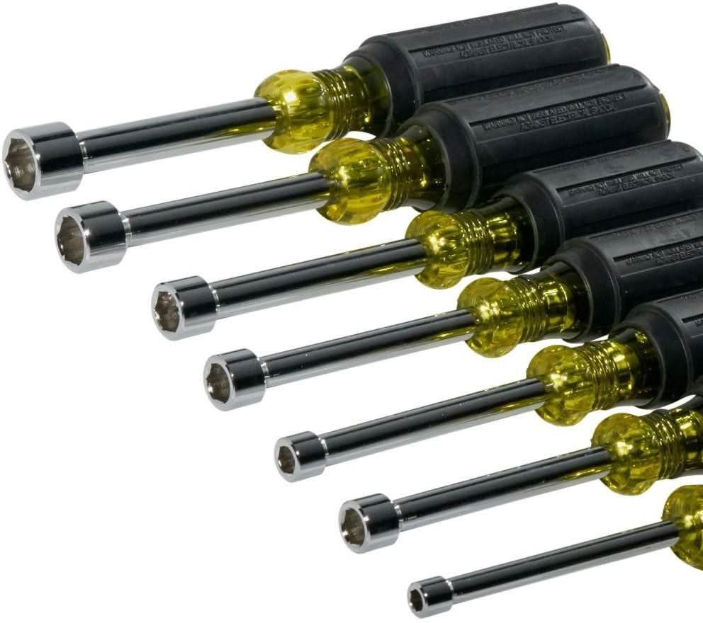 Klein 631 Nut Driver Set, 3-Inch Shafts, Cushion Grip, 7-Piece