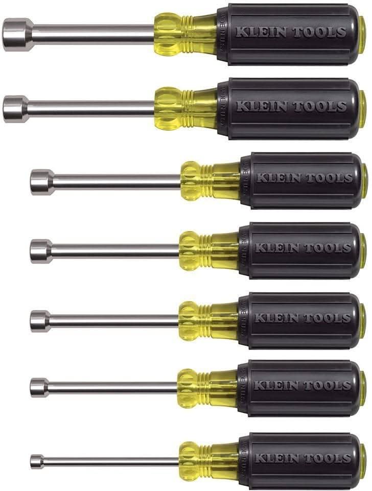 Klein 631 Nut Driver Set, 3-Inch Shafts, Cushion Grip, 7-Piece