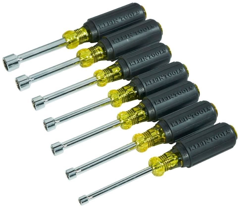 Klein 631 Nut Driver Set, 3-Inch Shafts, Cushion Grip, 7-Piece