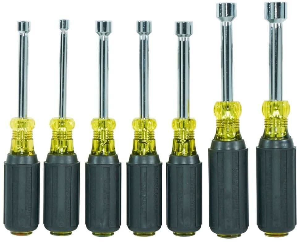 Klein 631 Nut Driver Set, 3-Inch Shafts, Cushion Grip, 7-Piece
