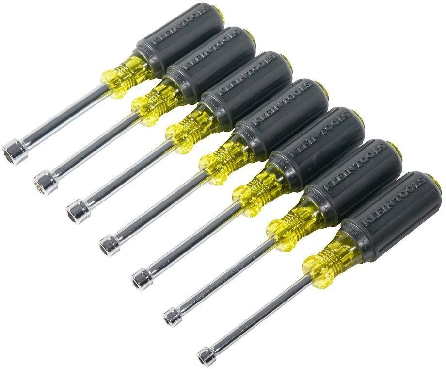 Klein 65160 Nut Driver Set, Metric Nut Drivers, 3-Inch Shafts, 7-Piece