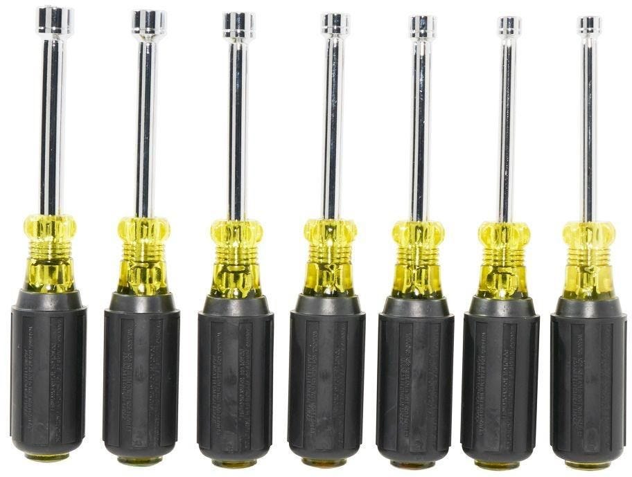Klein 65160 Nut Driver Set, Metric Nut Drivers, 3-Inch Shafts, 7-Piece