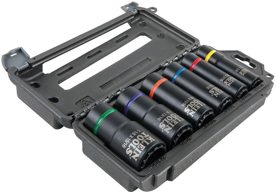 Klein 66010 2-In-1 Impact Socket Set, 12-Point, 6-Piece