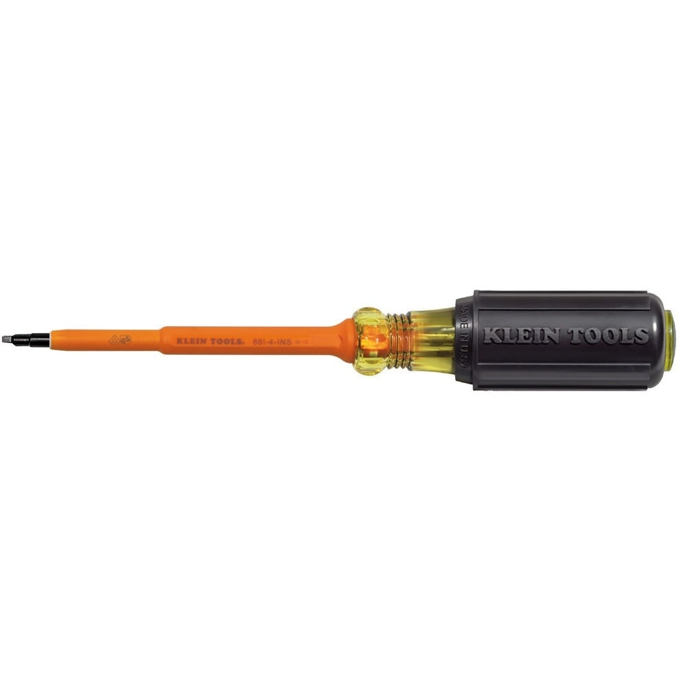 Klein 661-4-INS Insulated #1 Square-Recess Screwdriver - 4" Shank