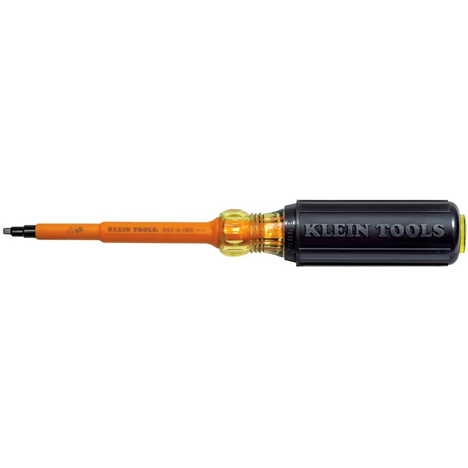 Klein 662-4-INS Insulated #2 Square-Recess Screwdriver - 4" Shank