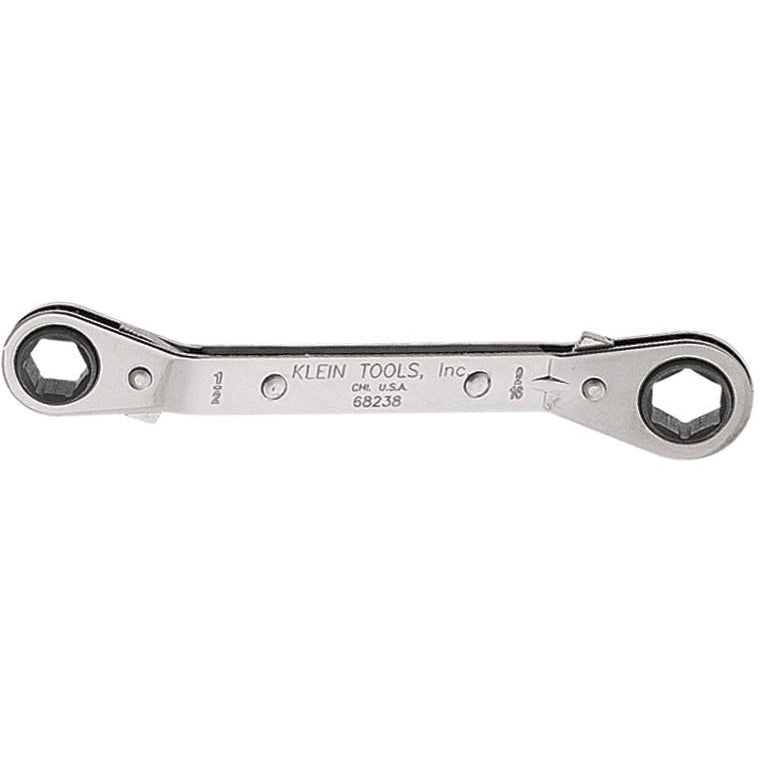Klein 68238 Fully Reversible Ratcheting Offset Box Wrench - 1/2" x 9/16"